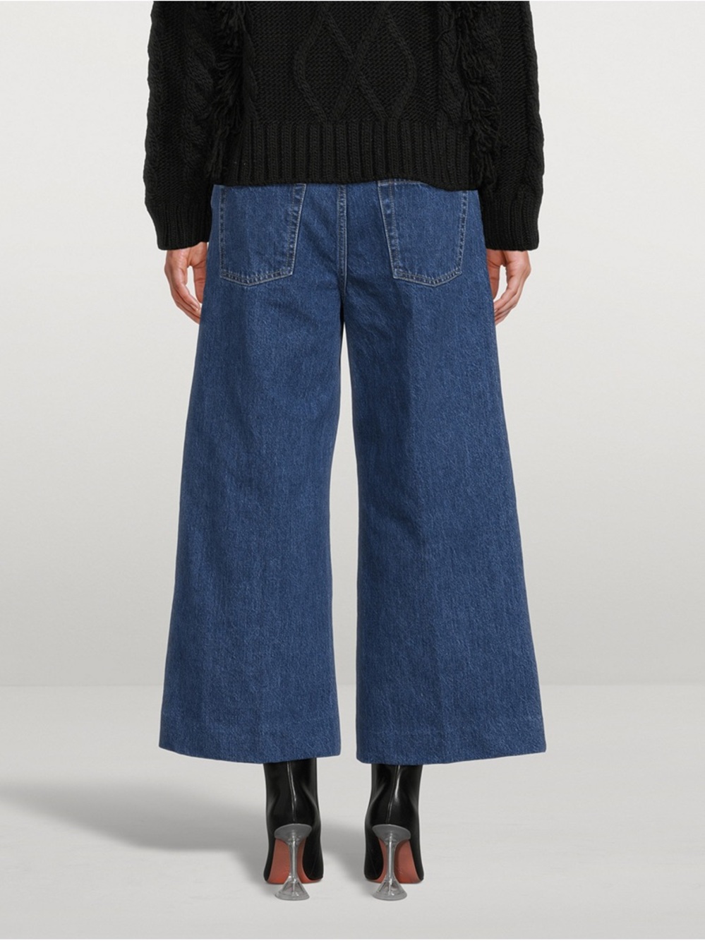 Frame Denim High-Rise Wide-Leg Cropped Jeans Nordic Wash Size 27 Casual Flare - Picture 12 of 12